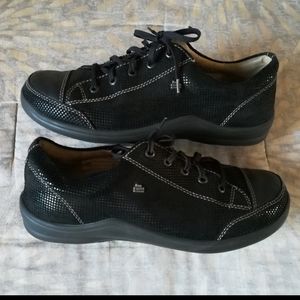 Finn Comfort black leather walking shoes , size 38